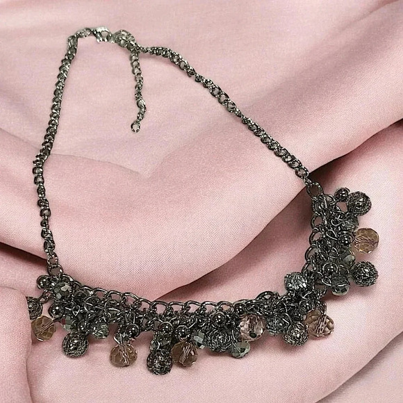 Pink beaded silver 3 piece jewelry set - Picture 2 of 4